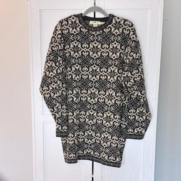 Vintage 90s Eddie Bauer Women's Black & Cream Nordic Wool Sweater Size XL - Picture 2 of 5